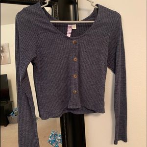 deep blue long sleeve crop top